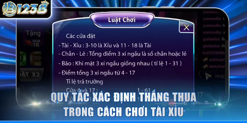 Quy tắc xác định thắng thua trong cách chơi Tài Xỉu
